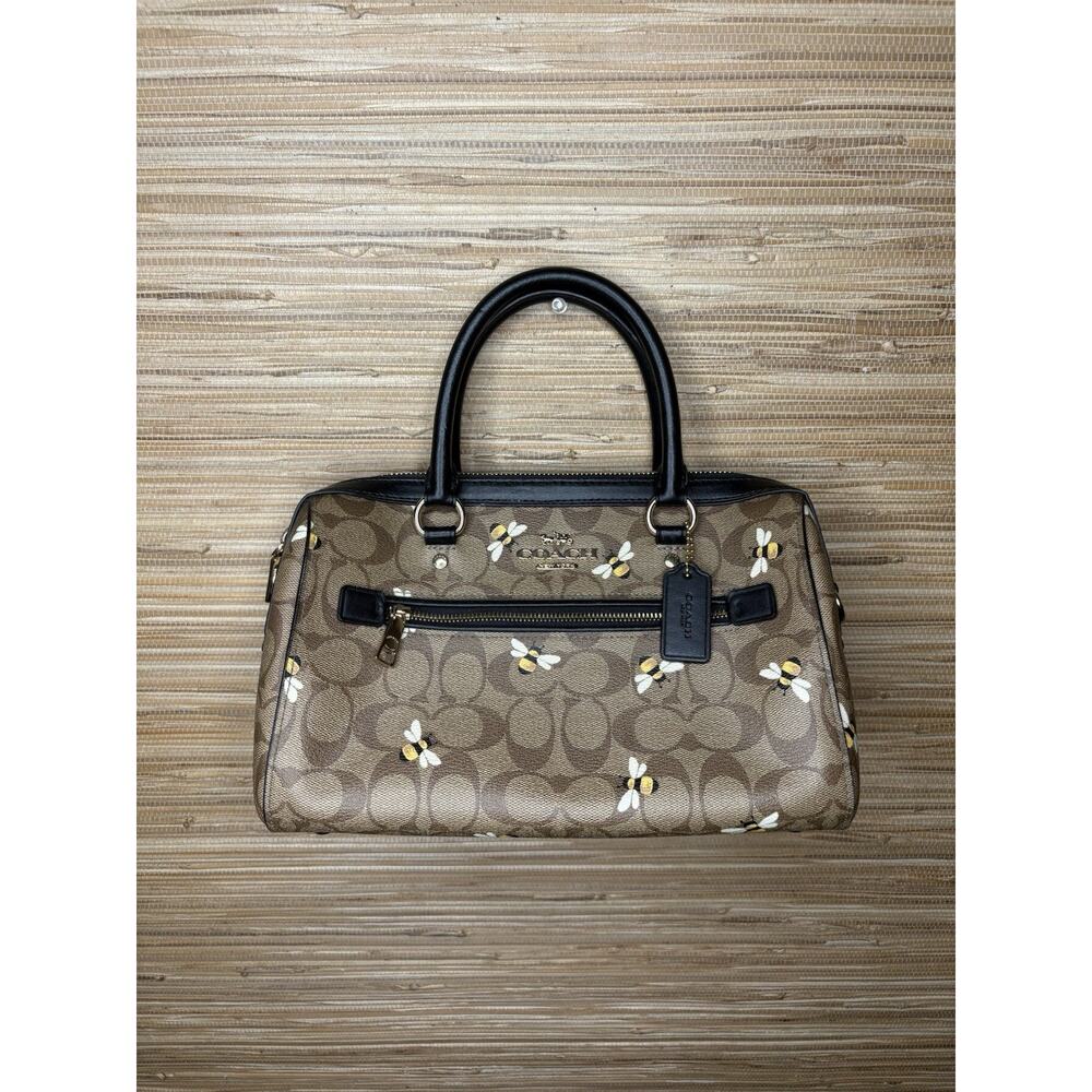 Coach Rowan Satchel Bag & Wallet Bee Print MISSING STRAP - Picture 3 of 9